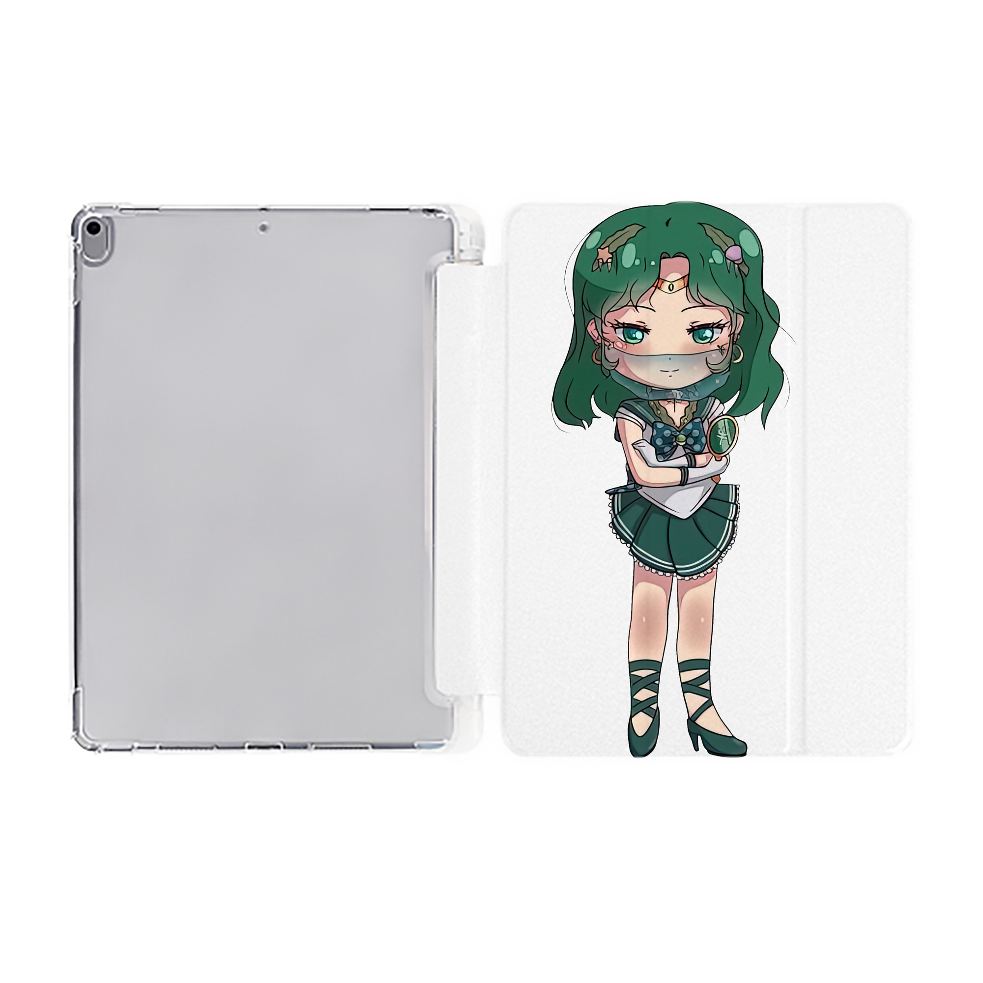 （画像用） 美少女戦士セーラームーン 海王 みちる（かいおう みちる） Sailor Moon Kaiou Michiru IPad ケース ペン収納付き 三つ折りスタンド PUレザー×シリコン 対応機種9.5/10.5/10.9インチ